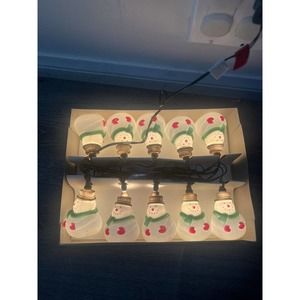 NEW Vintage Blow Mold Snowman Christmas Lights Set of 10